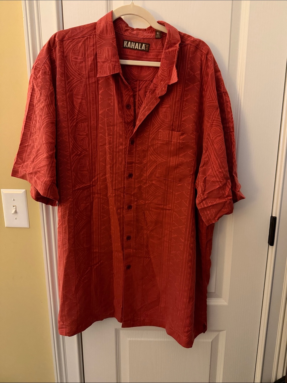Kahala Men's Red Casual Button-Down Shirt